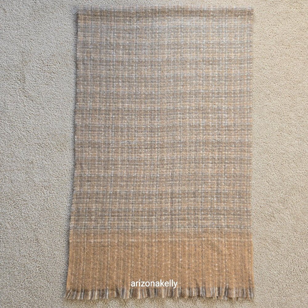 NWOT Wool Tweed Scarf Ralph Lauren Thick Tan
